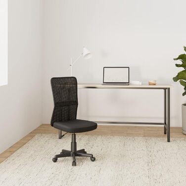 Офісний стілець TRESKO, стілець для роботи, обертовий стілець, доступний у 7 кольорах, з плавно хідними пластиковими колесами, плавне регулювання висоти, м&39яке сидіння, підйомний механізм, протестований SGS (чорний) Без підлокітників, чорний