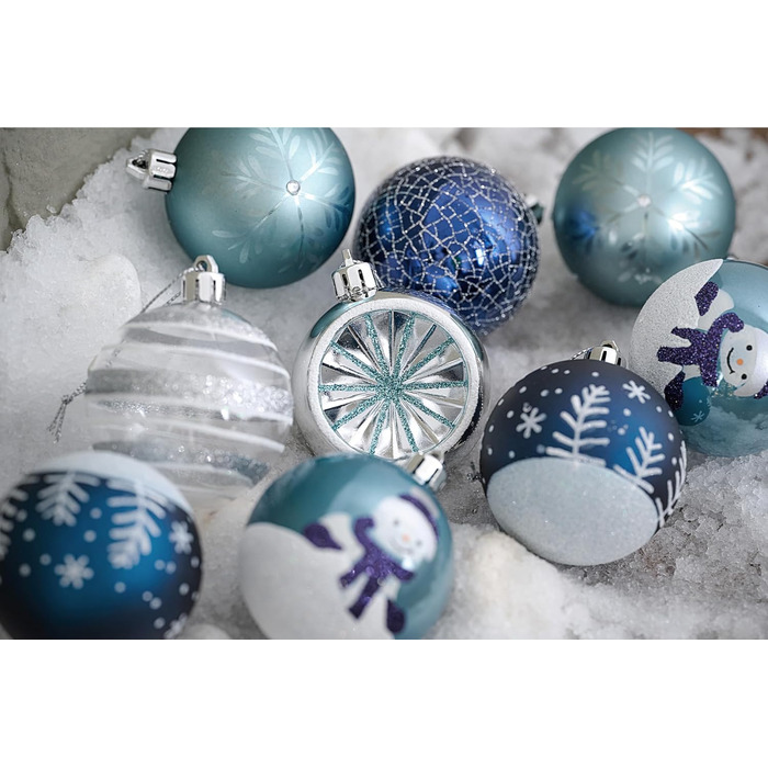 Різдвяні кульки 16 шт сріблясто-блакитний Valery Madelyn