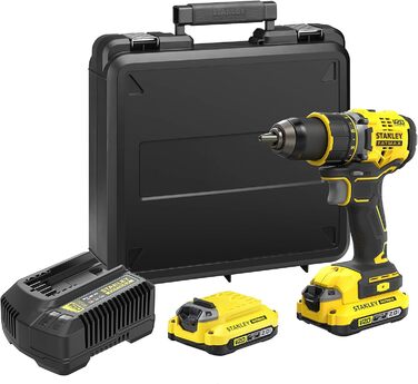 Двошвидкісний акумуляторний дриль-шуруповерт Stanley FatMax 18 В SFMCD720D2K (2,0 Ач, макс. крутний момент 80 Нм, безщітковий двиг