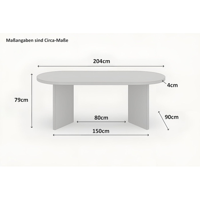 Обідній стіл SAM Ovi 204 x 90 см Деревина чорного кольору Стільниця товщиною 40 мм V-подібні ніжки Овальний обідній стіл з прямими краями Дерев&39яний обідній стіл Дерев&39яний обідній стіл 204 x 90 см Чорний