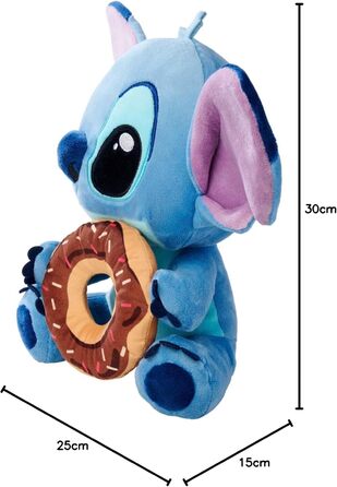 М'яка іграшка Disney Stitch з пончиком плюшевий Stitch з шоколадним пончиком та посипкою, улюблений герой Діснею для фанатів та дітей, блакитний, 25 см, від 0 років