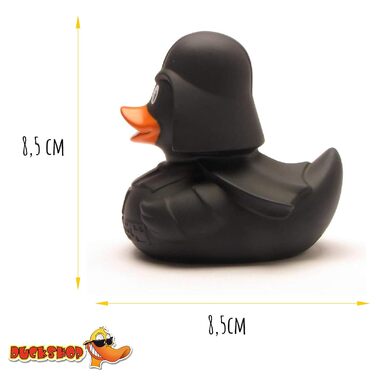 Зірка смерті Скрипуча качка I Чорна зірка IL Гумова качка 8,5 см - в комплекті брелок із гумовою каченям I Подарунок для шанувальн