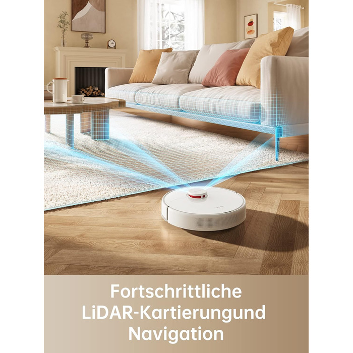 Робот-пилосос з функцією миття підлоги, робот-пилосос 4000 Па, навігація LDS, час роботи 150 хв, карти для декількох поверхів, іде