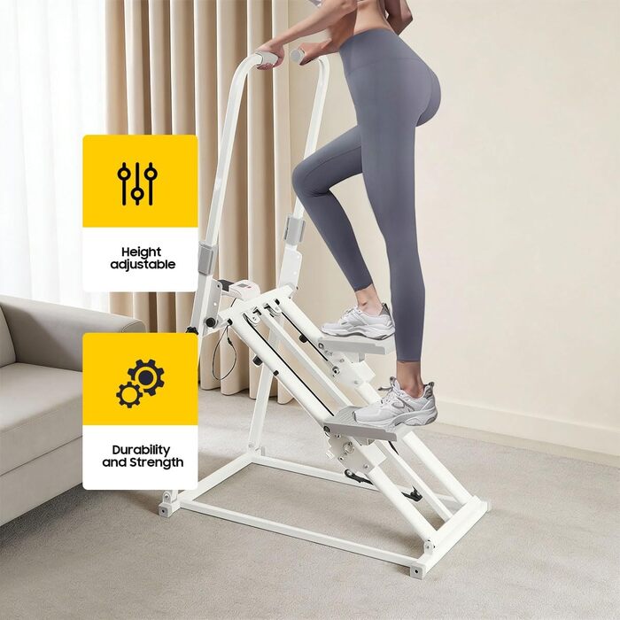 Степер для домашнього спортзалу, Stairmaster для домашнього використання, вертикальний тренажер для тренування всього тіла, складний кардіо-степер, регульовані кермо та кут нахилу, для фітнес-обладнання для домашнього офісу