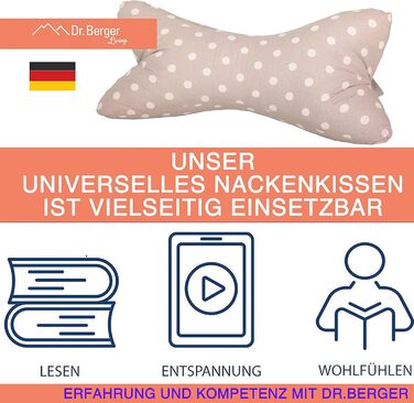 Подушка-рулончик для шиї Dr. Berger Reading Bone, подушка для книги, телевізора - 100 бавовняна декоративна подушка як підставка для книги, планшет, телевізор, ергономічна подушка для шиї з візерунком у горошок, подушка для читання для комфортного читання