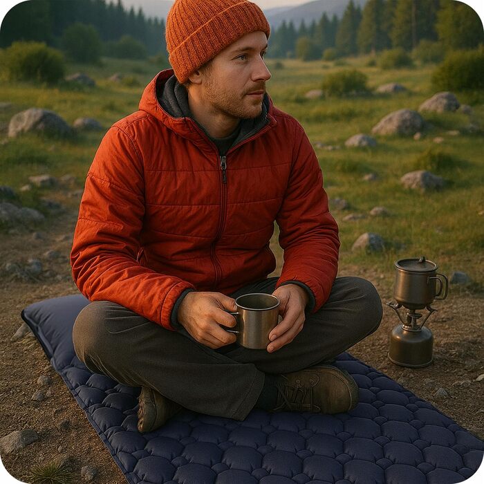 Надувний матрац для кемпінгу з подушкою 190x60 см, надлегкий килимок для сну, товщина 5 см, вантажопідйомність 100 кг, надувний матрац для кемпінгу, трекінгу, активного відпочинку, пляжу, складається з сумкою