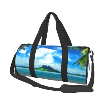 Спортивна сумка, дорожня сумка, пляжна сумка з принтом Дерева, сумка для ночівлі, чорна, універсальний розмір, сумка для подорожей