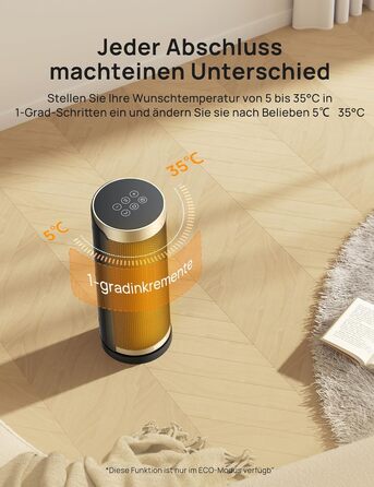 Енергозберігаючий вентилятор-обігрівач Dreo, керамічний PTC нагрівач, тихий, коливальний електричний обігрівач 70 з пультом дистанційного керування, 12-годинний таймер, 3 режими, 3 швидкості, захист від перегріву та перекидання, Solaris Slim H3 Standard G