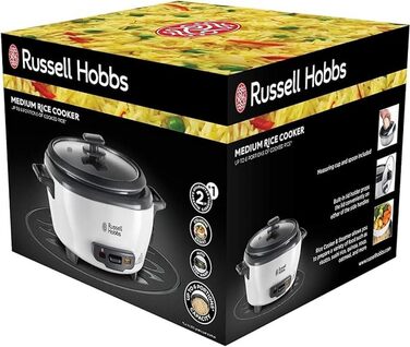 Рисоварка Russell Hobbs мала середня 0,8 л з вставкою для пароварки (функція підтримки тепла, каструля з антипригарним покриттям, ложка для рису та мірна чашка, мультиварка для овочів та риби тощо) 27030-56 Одинарний