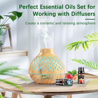 Набір фруктових ефірних олій AESHORY для дифузора 6 x 10 мл, подарунковий набір ароматичних олій для ароматерапії, 100 чиста натуральна ароматична олія для зволожувача повітря - полуниця, чорниця, вишня, кокос, кавун, манго