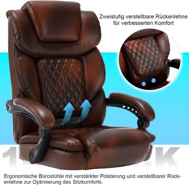 Ергономічне офісне крісло 200 кг з підставкою для ніг від болю в спині, крісло керівника PU Leader з високою спинкою та потовщеною підкладкою для домашнього офісу та офісу