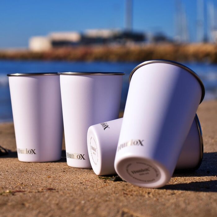 Кемпінгові стаканчики по 500 мл - Чашки з нержавіючої сталі - Термостатичні кемпінгові стаканчики - Стаканчики по 500 мл - Стаканчики для пиття з нержавіючої сталі - Металеві стаканчики (АРТИЧНО-БІЛИЙ, 500 МЛ) 500 мл Арктично-білий, 4