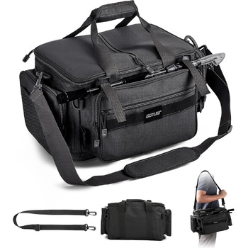 Сумка для риболовлі Goture, водонепроникна сумка через плече з мяким боком, регульований ремінь для вудки, рюкзак для риболовлі з мякими лямками та неслизьким дном Чорний Чорний 40 см*30 см*24 см