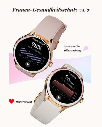 Жіночий смарт-годинник TOOBUR, круглий, 40 мм, крокомір та фітнес-годинник для щоденного використання, понад 100 спортивних режимів, елегантний жіночий смарт-годинник, сумісний з Android/iOS, функція телефону з дзвінками, водонепроникний IP68, бежевий