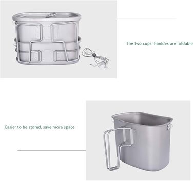 Титанова фляга Boundless Voyage 1100 мл, чашка 750 мл, чашка 400 мл, набір для кемпінгу та відпочинку на природі, військова фляга, пляшка для води, набір для приготування їжі, набір для їдальні, пляшка для води з камуфляжною сумкою Ti2049c-750 мл, 400 мл 