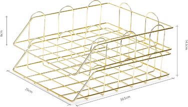 Лотки для листів/сортувальники паперу EXERZ, 2 шт., штабелювані лотки, органайзер для столу (золотий) 34 x 24 x 7 см золотий