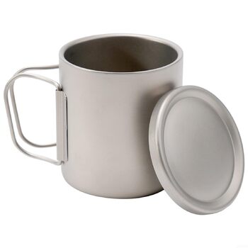 Двостінна кружка для води, 300 мл, ізольована кавова кружка з кришкою, термостійка, для кемпінгу, чаю, активного відпочинку, походів, подорожей, туризму, із застібкою-шнурком