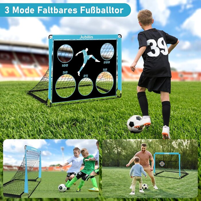 Футбольні ворота, 3 режими, складні футбольні ворота для саду, дитячі футбольні ворота з 6 конусами, мішенню та сумкою для перенесення, футбольні ворота 120 x 90 x 90 см для використання в приміщенні, на вулиці, в саду, на газоні, на пляжі, поліестер