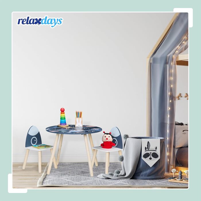 Дитячий комплект сидіння Relaxdays, 3 предмети, Space Dino, дитячий стіл з 2 стільцями, для дівчаток та хлопчиків, зона відпочинку в дитячій кімнаті, різнокольоровий