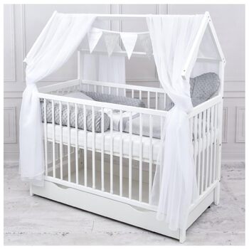 Комплект дитячого ліжечка Generic Baby Deluxe, 60x120 см, білий ящик, захист від падіння, матрац, набір постільної білизни (Loving Bear)