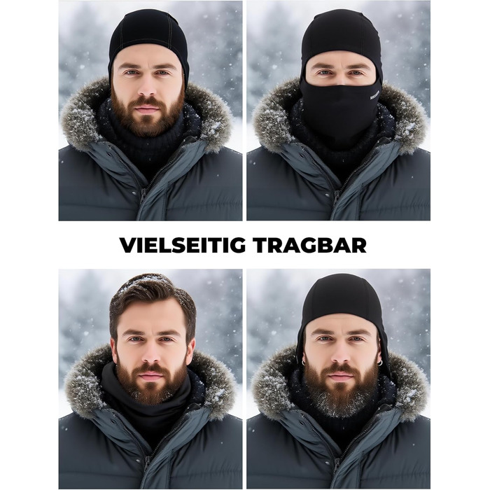 Балаклава ROCKBROS Осінь/Зима Термобалаклава для спорту на свіжому повітрі Велоспорт Лижі Сноубординг Світловідбиваюча Вітрозахисна Пилонепроникна Дихаюча для жінок Чоловіків 2 шт. Один розмір Чорний Чорний