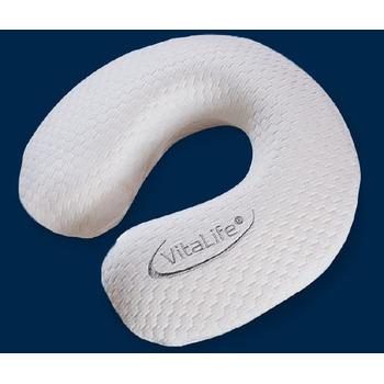 Подушка для шиї VitaLife для використання в дорозі, в&39язкопружна серцевина, активне зняття тиску, 33x33x8 см, біла