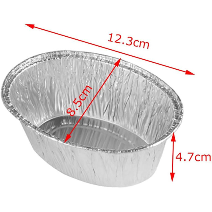 Овальна нарізка для хліба 125 шт. , лотки з алюмінієвої фольги для барбекю на відкритому повітрі, бляшана тарілка, паперова тарілка, тарілка для гриля, маленька алюмінієва сковорода (12,3 x 8,5 x 4,5 см)