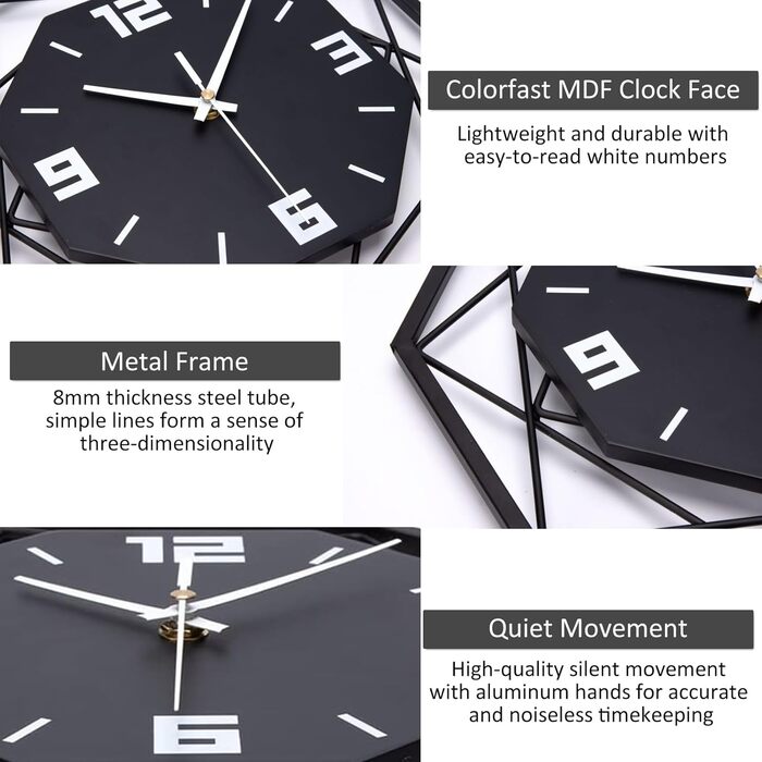 Настінний годинник VIVILINEN без цокання кований настінний годинник МДФ сучасний кварцовий годинник на батарейках безшумний для ві