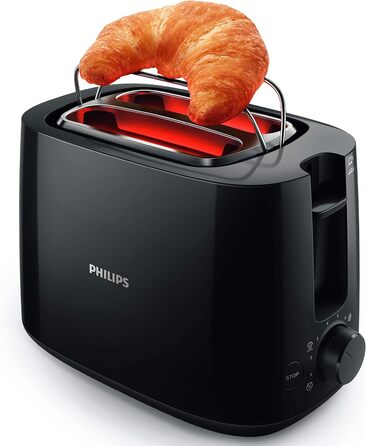 Чайник Philips HD9318/20 серії 3000, 1,7 л, пружинна кришка, LED-дисплей, чорний і тостер HD2581/90, вбудована насадка для булочки, 8 рівнів підсмажування, чорний