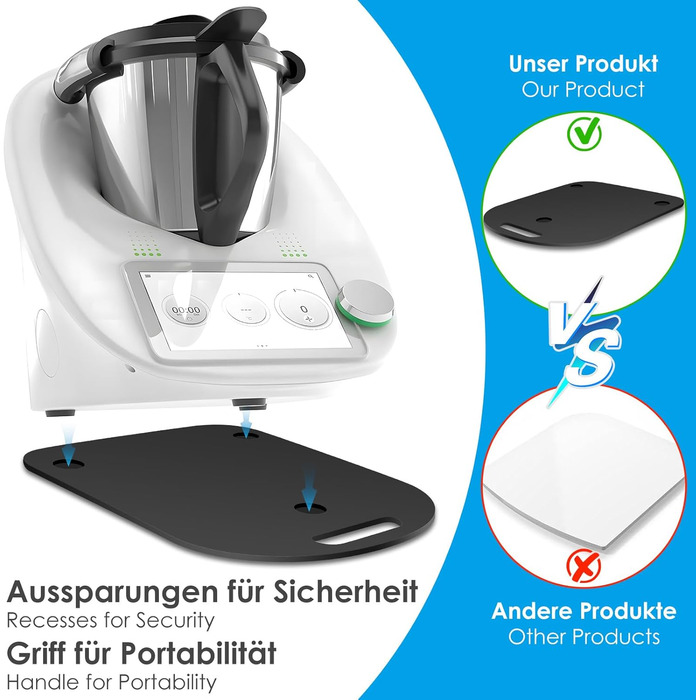 Розсувна дошка для Thermomix TM6/TM5, ковзаюча акрилова дошка без зусиль і швидкого переміщення, рулонна дошка для кухонного комбайна Thermomix Vorwerk TM6 TM5, дошка для аксесуарів (глянцевий чорний)