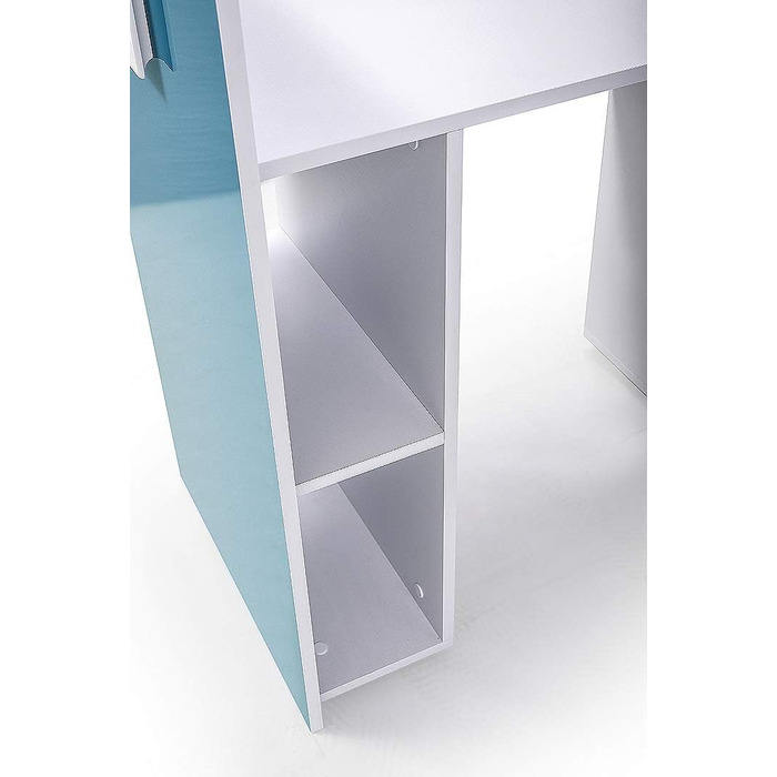 Двоярусне ліжко для дітей, підлітків з місцем для зберігання - Двоярусне ліжко з письмовим столом, шафою, полицею, шухлядами, сход