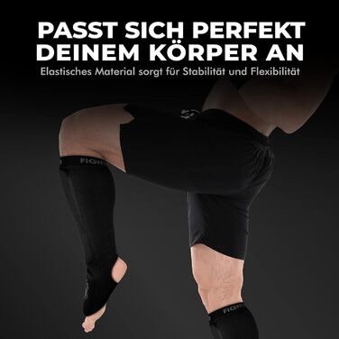 Щитки для гомілок FIGHTR - з ідеальною посадкою та ідеальною підкладкою Захист гомілок для ударів ногами в кікбоксингу, ММА, муай-тай та інших бойових мистецтвах, повністю чорний колір M