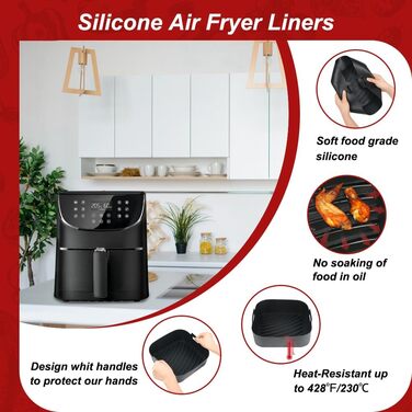 Силіконова форма YQL для фритюрниці, повторне використання XXL Bar Силіконова фритюрниця Аксесуари Аерофритюрниця Силіконова каструля сумісна з фритюрницею Philips 6.2L-8.3L/Russell Hobbs 8L/COSORI 5.5L-6.4L