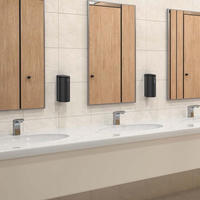 Дозатор мила автоматичний настінний матовий чорний, 800 мл комерційний автоматичний дозатор рідкого мила настінний, 5 передач, рег