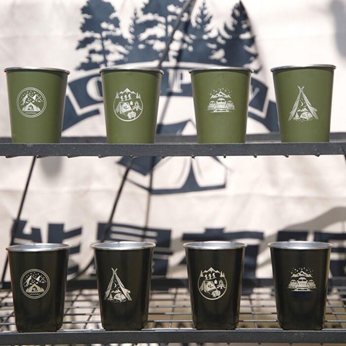 Набір з 4 кемпінгових чашок з нержавіючої сталі об&39ємом 500 мл, для походів та подорожей на природі, нержавіюча сталь 304, штабельовані, легкі, з сумкою для зберігання