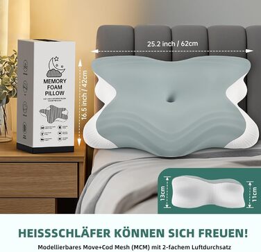 Подушка для сну на боці, подушка для шиї, подушка для голови, подушка з піни з ефектом пам&39яті, подушка для підтримки шиї, подушка для сну на спині, животі та на боці