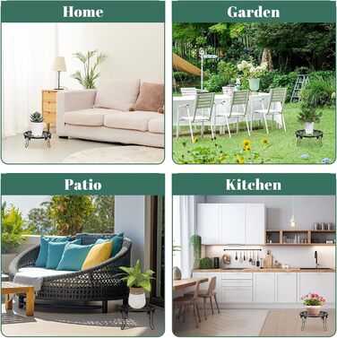 Набір квіткових стільців з 5 шт. , металева підставка для рослин для використання на вулиці та в приміщенні, всепогодний чорний квітковий горщик на ніжках, підставка для рослин для балкону та саду.