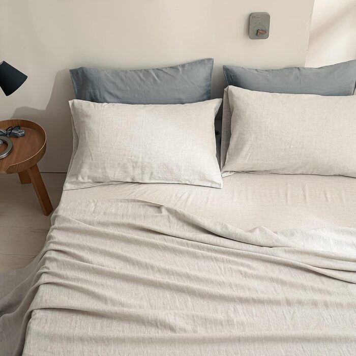 Простирадло Simple&Opulence зі 100 льону, надзвичайно м&39яке, дихаюче, для фермерських будинків, лише 1 простирадло (228 см x 255 см, льон) 228 см x 255 см льон