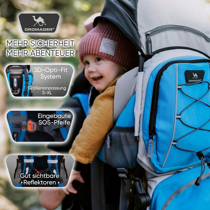 Дитяча коляска Dromader Kraxe до 22 кг дитяча коляска для походів із сонцезахисним навісом, дощовиком, термосумкою, пеленальним ки