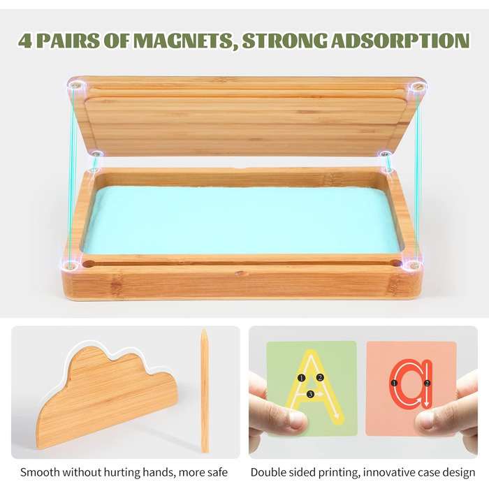 Розвиваюча іграшка з піску Монтессорі. Деревяний столик із піском Монтессорі для раннього розвитку моторики у дітей (синій)