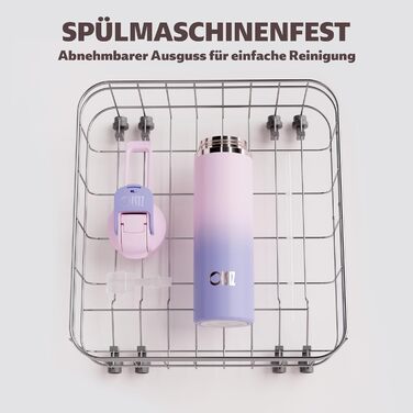 Ізольована пляшка для води OISIZ з нержавіючої сталі 720 мл з кришкою-трубочкою 2-в-1, захисним замком One Click, 100 герметична, зберігає напої холодними протягом 24 годин, вакуумна пляшка для води об&39ємом 24 унції для подорожей та спорту, фіолетовий к