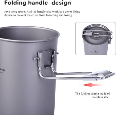 Безмежна подорож Ультралегкий портативний 900 мл відкритий титановий горщик з кришкою Відкидною ручкою Кемпінгова вода Рис Миска д