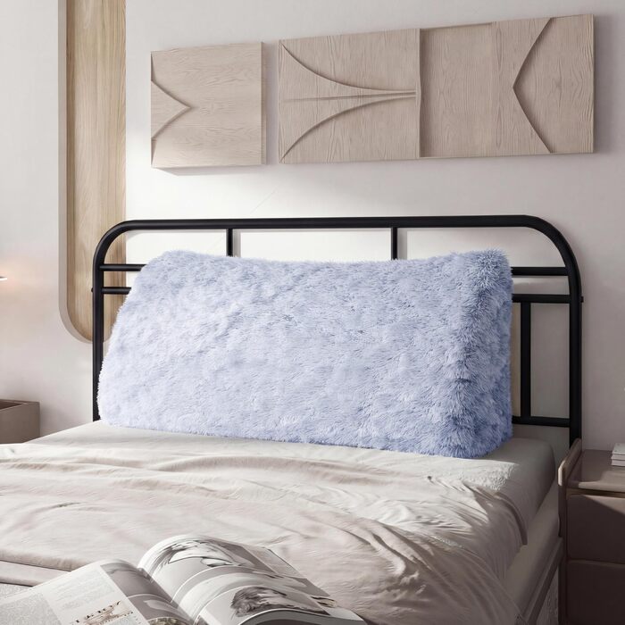 Клиноподібна подушка для спини з м&39якого плюшу Зручна опорна подушка для читання та відпочинку на ліжку, дивані чи кушетці Велика подушка для книги для підтримки спини, сіра, 60 см