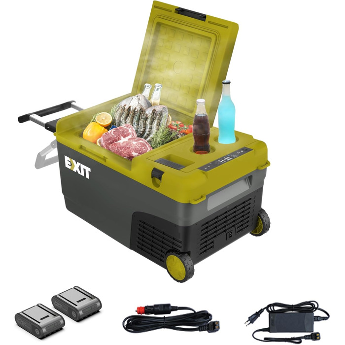Зовнішній міні-холодильник EX100, що працює від батареї, охолоджує від -20C до 20C, 12/24V DC і 100240V AC, ідеально підходить для