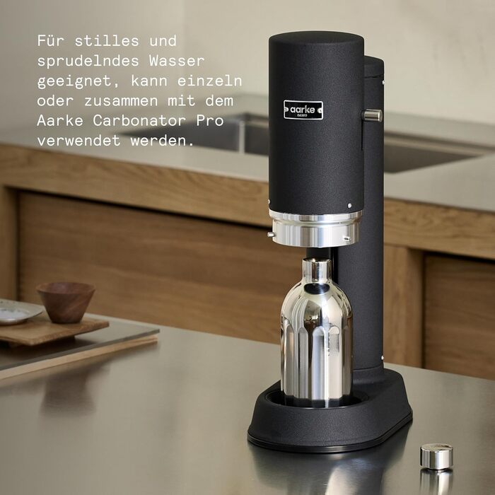 Пляшка для води Aarke To-Go з нержавіючої сталі для негазованих та газованих напоїв, сумісна з Carbonator Pro, з подвійними стінками та вакуумною ізоляцією, герметична та придатна для миття в посудомийній машині, 800 мл