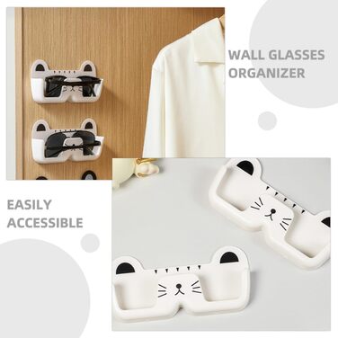 Тримач для сонцезахисних окулярів Tofficu, настінний, у формі кота, органайзер для окулярів, пластик, білий, компактний, для дому та офісу