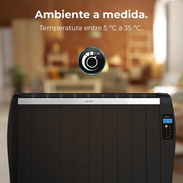 Електричний обігрівач Cecotec ReadyWarm 2100 Thermal Black, 10 секцій, 1500 Вт, з пультом ДК, LCD-дисплеєм, таймером та регулюванням температури, площа обігріву до 20 м