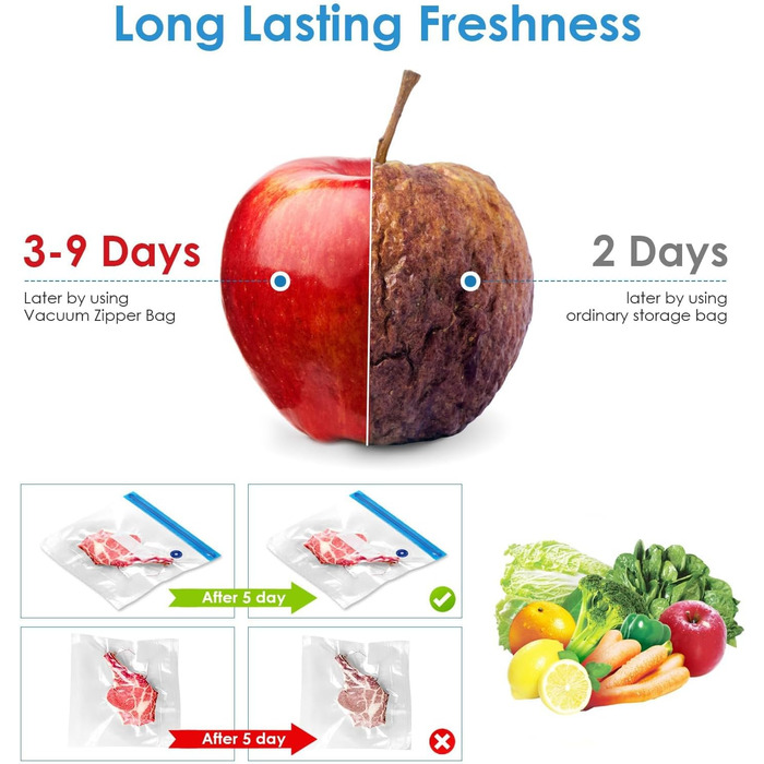 Вакуумних пакетів для їжі з клапанною блискавкою Пакети Sous Vide з вакуумними пакетами Pump 3 розміри 5 ущільнювальних затискачів і 4 затискачі Sous Vide для зберігання продуктів, 15
