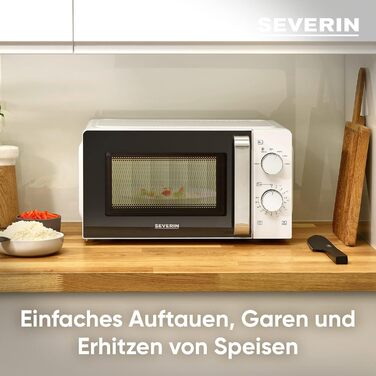Мікрохвильова піч для розморожування та нагрівання, мікрохвильова піч з поворотним столом для рівномірного розподілу тепла, 17 л, білий/чорний, MW 7885