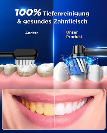 Електрична зубна щітка з обертанням для дорослих та дітей, 8 насадок (2 типи), 3 рівні інтенсивності, 5 режимів, з настінним тримачем та зарядною станцією, таймер чищення 2 хвилини, чорний колір, (в упаковці)